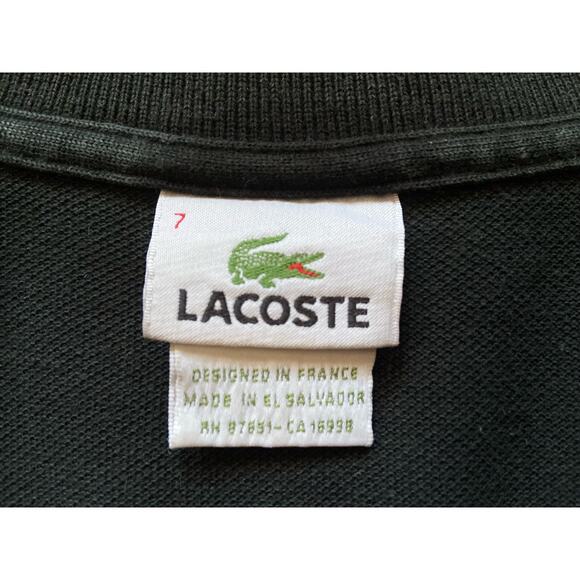 LACOSTE Black Pique Cotton Polo sz 7 (US sz XL) - Picture 4 of 9